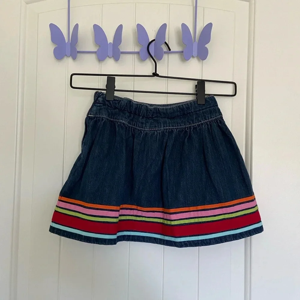 NWOT | Gymboree toddler girl’s colorful striped denim skirt — size 4‎